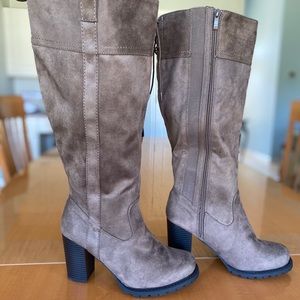 Torrid Faux Suede Taupe Wide Calf Boots